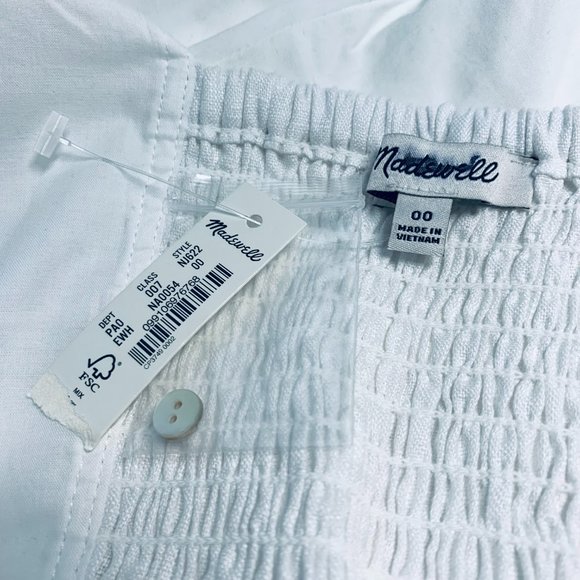 Madewell Gwen Supercrop Vest Tank Size 00 (XS) White Linen Elastic Back - Picture 7 of 7